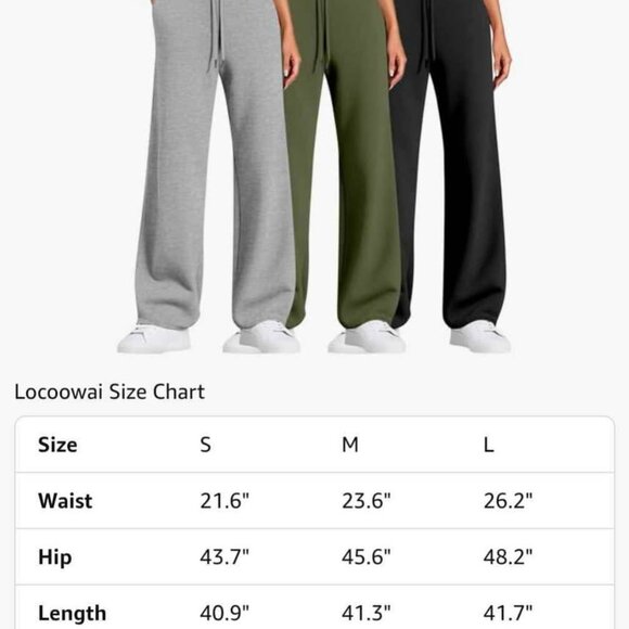 Locoowai 3 Pack Women (Large) Wide Leg Sweatpants Drawstring Waist Baggy - Picture 3 of 9
